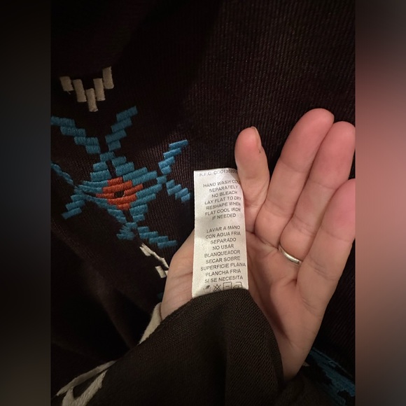 Roper Women's Brown Cowl Neck Aztec Southwest Embroidered Long Sleeve Top Small - Picture 7 of 10